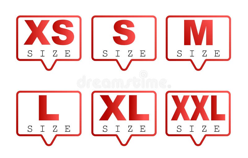 Gesetzte Rote Elemente Sortieren Xs S M L Xl Xxl Vektor Abbildung Illustration Von Aufkleber Kennsatz