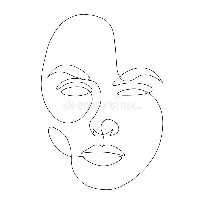 Gesicht Des Madchens Mit Einem Friedlichen Blick Wird Mit Einer Linie Gezogen Konzept Stilleweichheitsweiblichkeit Vektor Abbildung Illustration Von Form Auszug 208676268