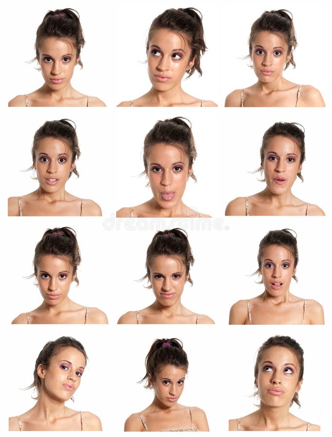 Gesichtsausdruckzusammensetzung der jungen Frau getrennt