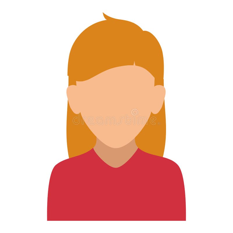 Gesichtslose halbe Körperfrau des bunten Schattenbildes mit dem langen blonden Haar lizenzfreie abbildung