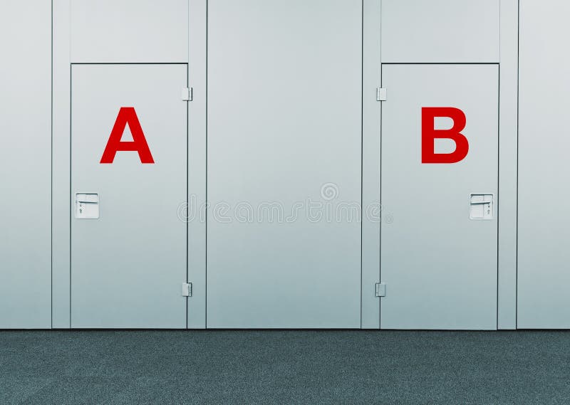 Gesloten deuren met de tekens van A en B-