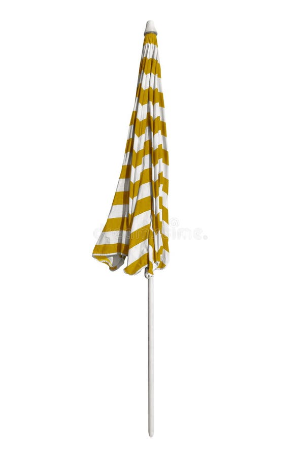 Gesloten strandparaplu - gestreept geel-Wit royalty-vrije stock foto Gesloten strandparaplu - gestreept geel-Wit royalty-vrije stock foto