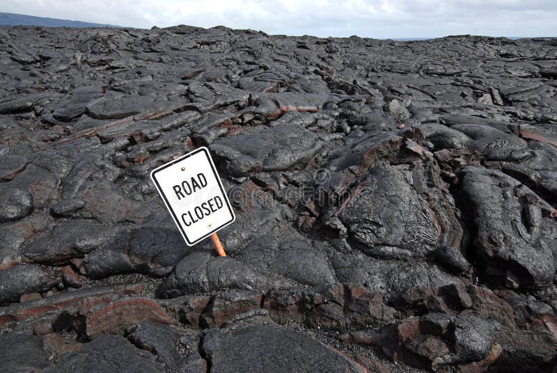 Closed Road Due to Lava Flow on the Big Island of Hawaii. Closed Road Due to Lava Flow on the Big Island of Hawaii