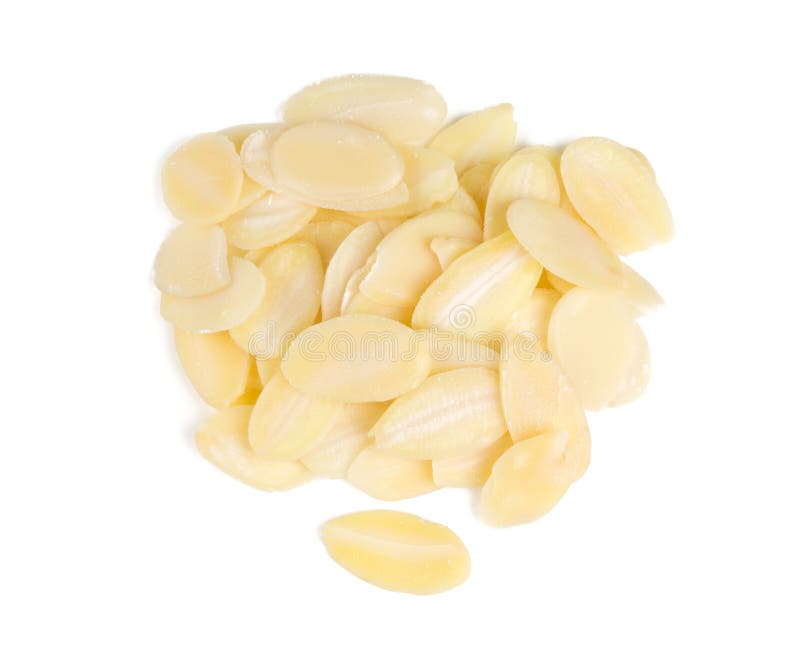 Gesneden amandel geïsoleerd op wit stock afbeelding