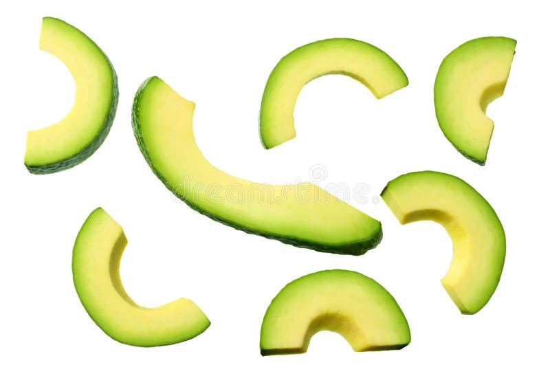 gesneden die avocado met bladeren op witte achtergrond worden ge?soleerd Hoogste mening