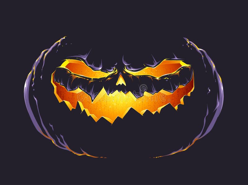 Vector art of halloween pumpkin glowing in darkness. Vector art of halloween pumpkin glowing in darkness.