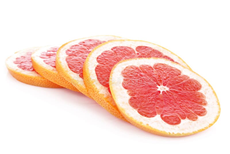 Gesneden roze geïsoleerdee grapefruit royalty-vrije stock foto's Gesneden roze geïsoleerdee grapefruit royalty-vrije stock foto's
