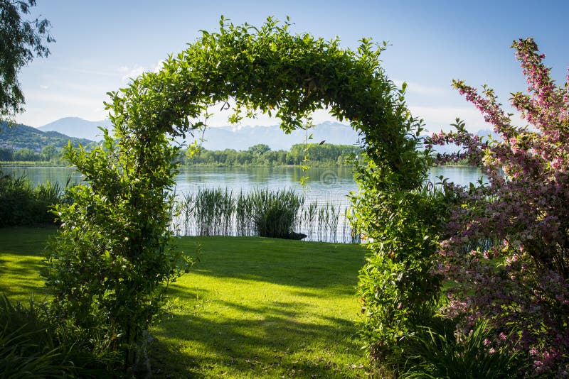 Gesponnene Anlagen, Die Einen Bogen Im Garten Durch Den