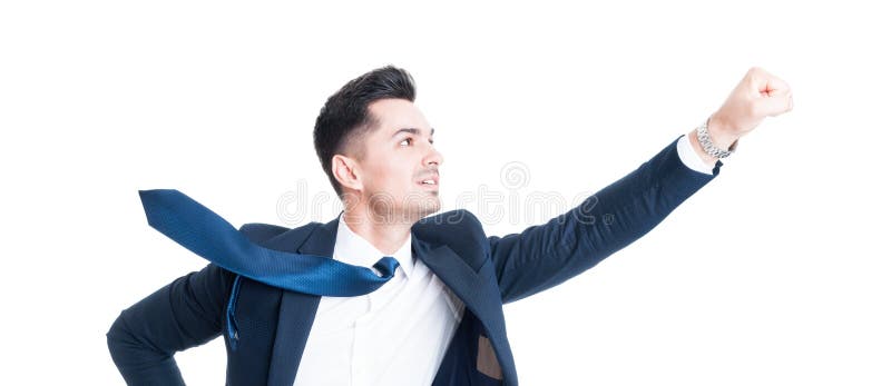 Geste de vol d'homme d'affaires avec le soufflement de cravate images stock Geste de vol d'homme d'affaires avec le soufflement de cravate images stock