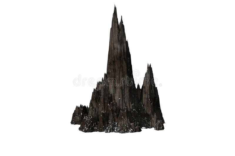 shape rock vertical figure brown texture isolated white background 3d rendering. shape rock vertical figure brown texture isolated white background 3d rendering