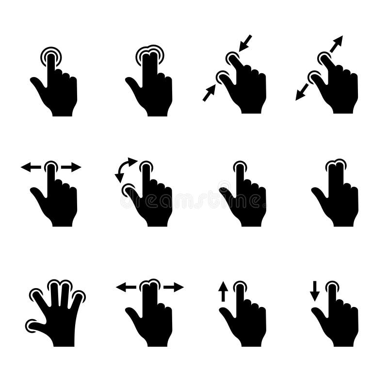 Gesture Icons Set for Mobile Touch Devices. Vector illustration. Gesture Icons Set for Mobile Touch Devices. Vector illustration.