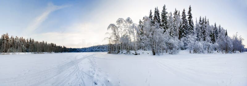 Gestikt Panorama van de wintergebied
