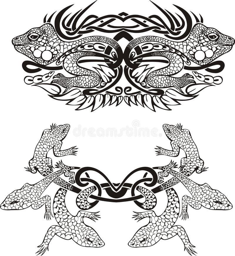 Stylized symmetric vignette with lizards. Vector illustration EPS8. Stylized symmetric vignette with lizards. Vector illustration EPS8