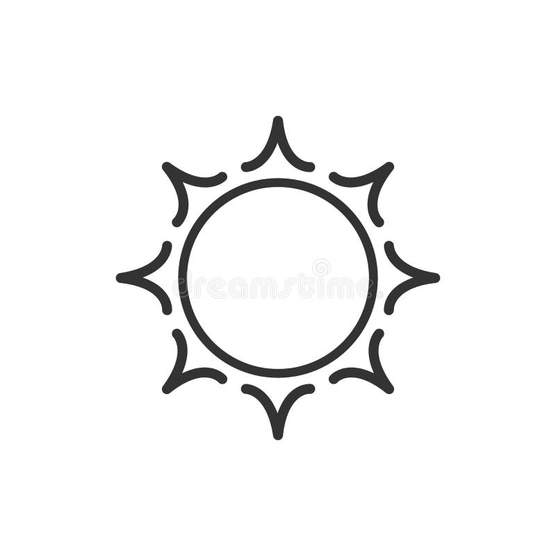 Gestileerd zonembleem Lijnpictogram van zon, bloem zwart overzichtsembleem op witte achtergrond vector illustratie Gestileerd zonembleem Lijnpictogram van zon, bloem zwart overzichtsembleem op witte achtergrond vector illustratie