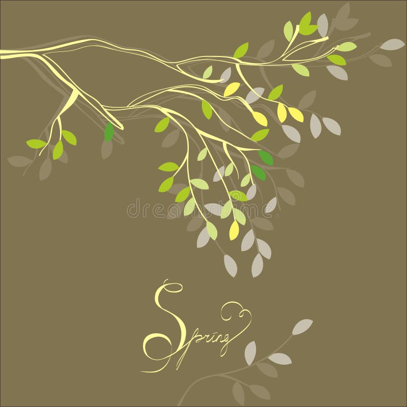 Stylized background with spring branch and leaves. Stylized background with spring branch and leaves