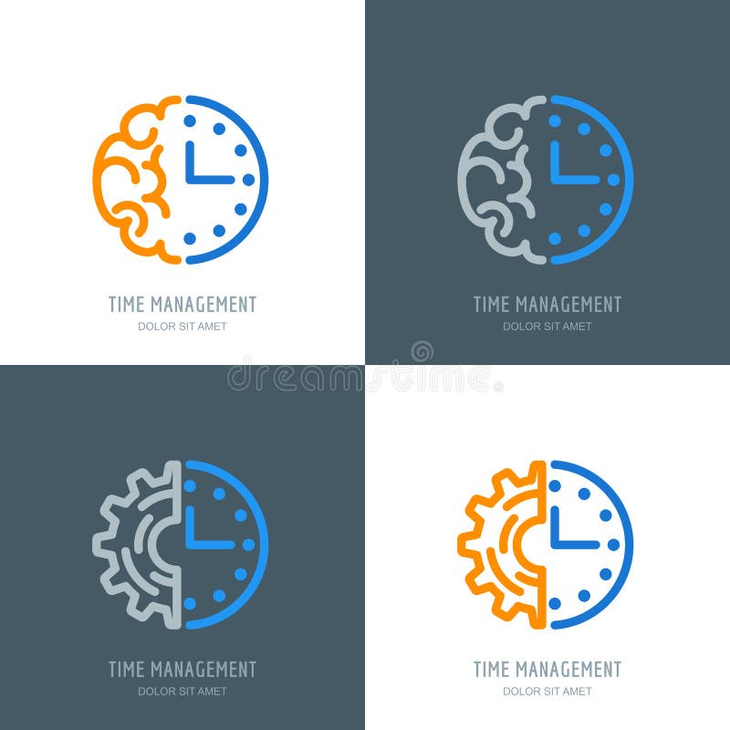 Gestion du temps et concept d'affaires de planification Logo ou icônes de vecteur réglées illustration libre de droits Gestion du temps et concept d'affaires de planification Logo ou icônes de vecteur réglées illustration libre de droits