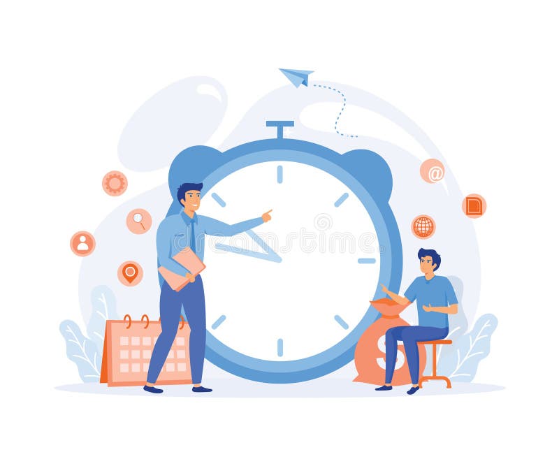 Gestione dei tempi per la strategia aziendale. buon processo aziendale. tecnologia del piano di controllo temporale royalty illustrazione gratis