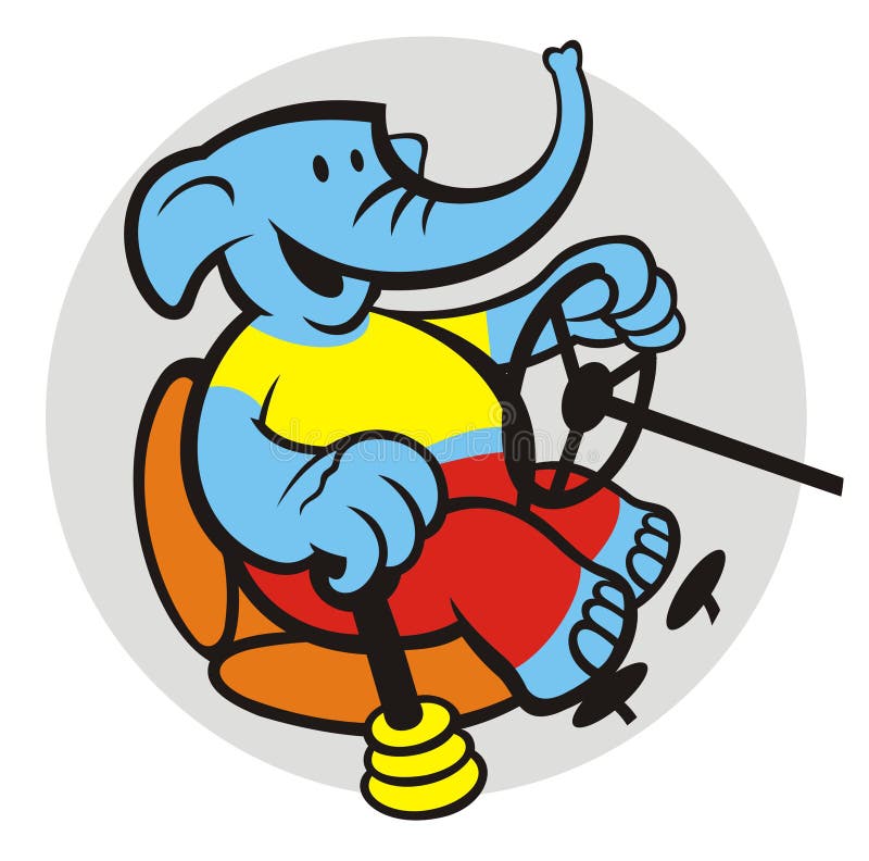 Cartoon elephant as car driver. Cartoon elephant as car driver