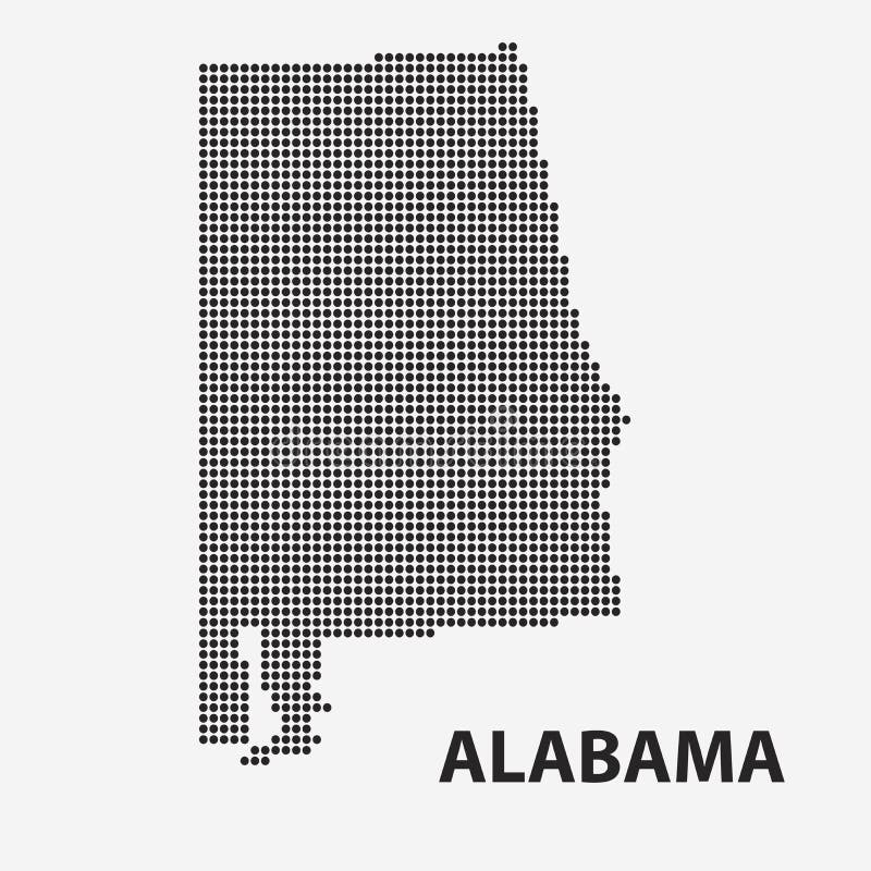 Gestippelde kaart van de Staat Alabama Vector illustratie royalty-vrije illustratie