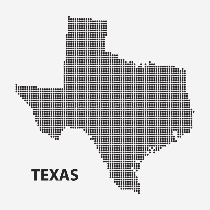 Gestippelde kaart van de Staat Texas Vector illustratie stock illustratie