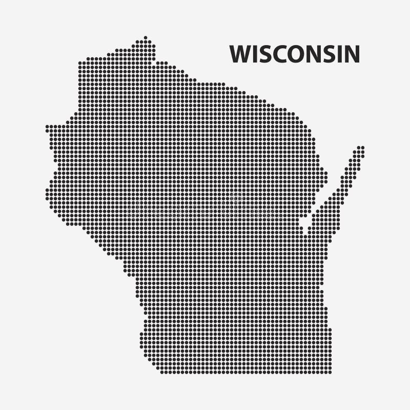 Gestippelde kaart van de Staat Wisconsin Vector illustratie stock illustratie