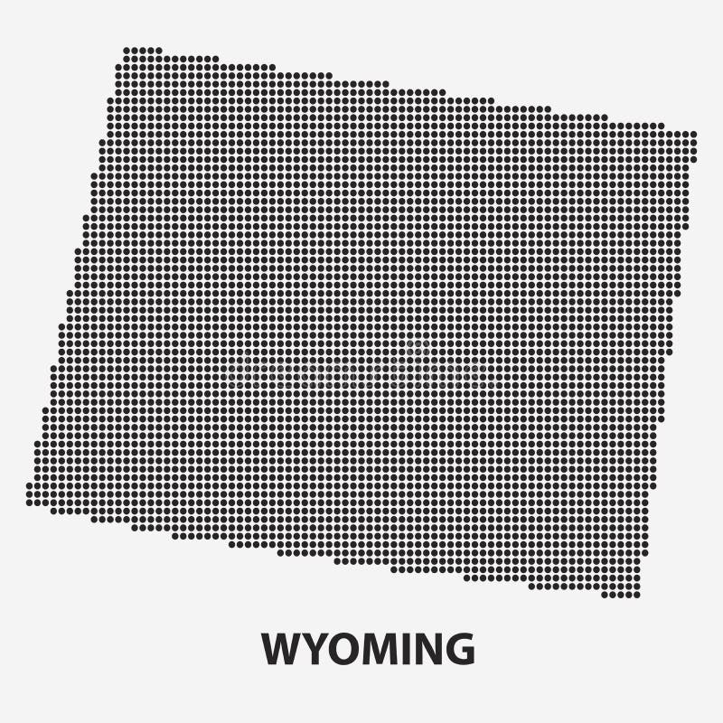 Gestippelde kaart van de Staat Wyoming Vector illustratie royalty-vrije illustratie
