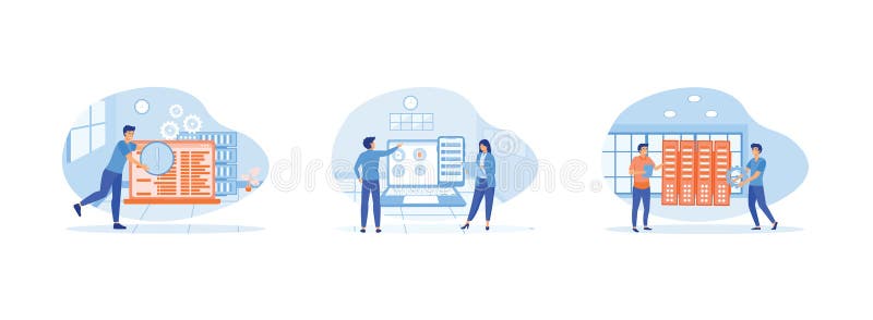 Gestión de la información sistema gestión de documentos concepto abstracto suave ideas de personas información y análisis datos. libre illustration