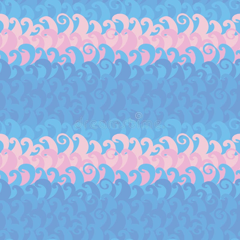 Gestreiftes Muster des nahtlosen Vektors mit den blauen und rosa Meereswogen vektor abbildung Gestreiftes Muster des nahtlosen Vektors mit den blauen und rosa Meereswogen vektor abbildung