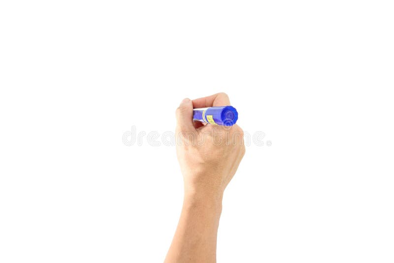 Gesture of hand holding a pen writing a book. stock photography