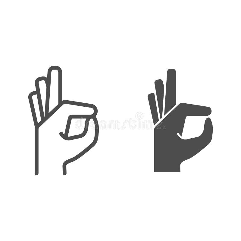 Gesture okay line and glyph icon. Ok hand gesture vector illustration isolated on white. Yes symbol outline style design