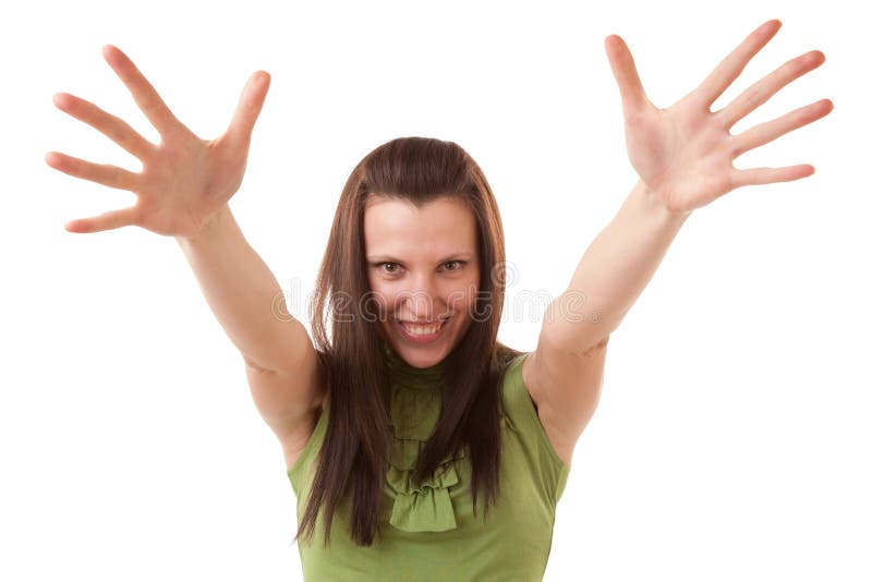 Gesture of the young woman stock photo. Image of happiness - 18174848