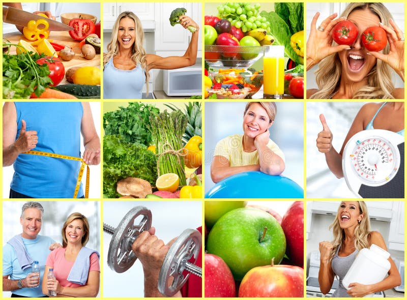 Smiling fitness people set collage. Weight loss healthy lifestyle. Smiling fitness people set collage. Weight loss healthy lifestyle.