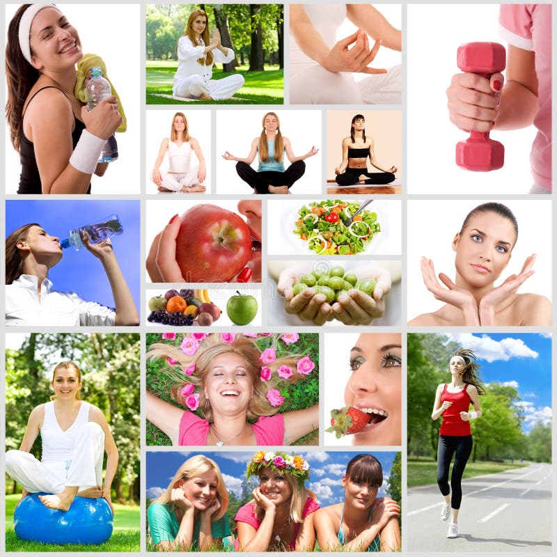 Healthy lifestyle collage with fitness woman and food. Healthy lifestyle collage with fitness woman and food.