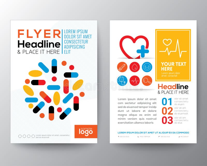 Gesundheitswesen und medizinischer Plakat-Broschüren-FliegerEntwurf lizenzfreie abbildung Gesundheitswesen und medizinischer Plakat-Broschüren-FliegerEntwurf lizenzfreie abbildung