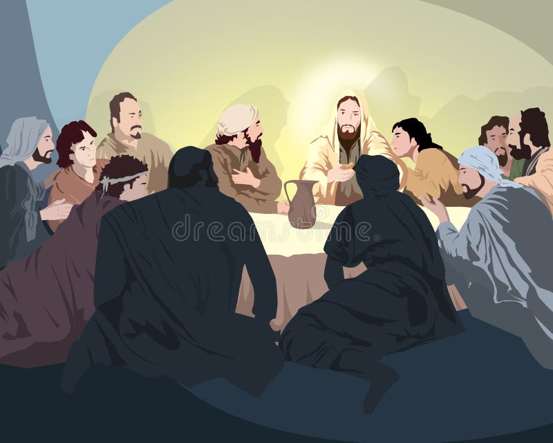 L'ultima Cena Di Gesù Con Gli Apostoli L'ultima Cena Di Gesù Con I Suoi Apostoli Illustrazione di Stock