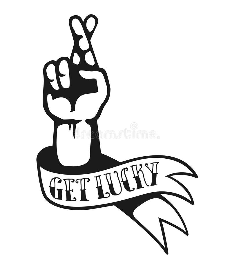 Get Lucky and Hope: Funky Tattoo Design of Hand with Fingers Crossed Stock  Vector - Illustration of graphic, charm: 44659452