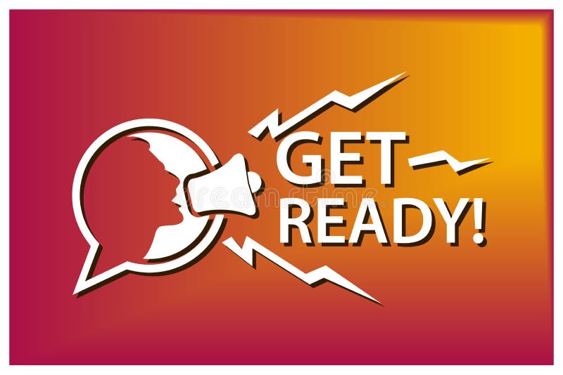 Get Ready with Megaphone. Flat Vector Illustration on Colorful
