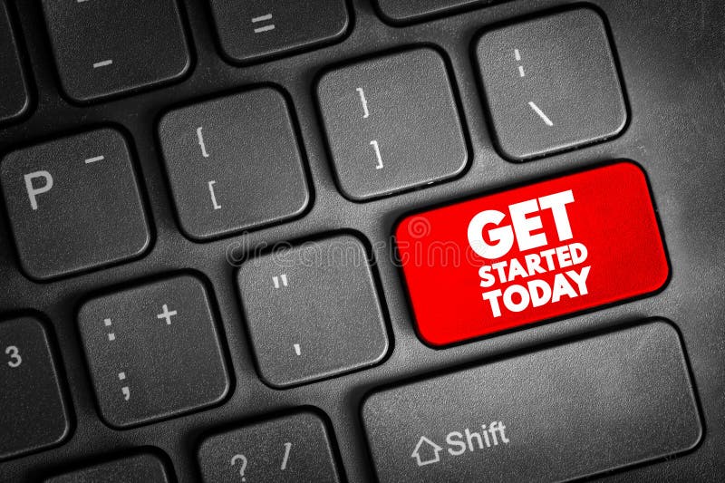 Get Started Today text button on keyboard, concept background stock photo