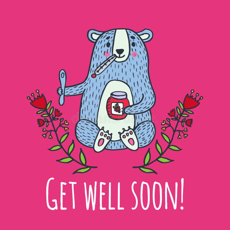 Get well soon card with teddy bear Stock Vector by ©ant_art 127505004