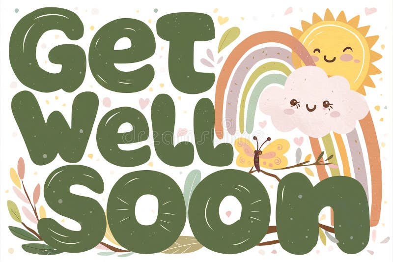 Get Well Soon Greeting Card Art Print Stock Illustration Illustration