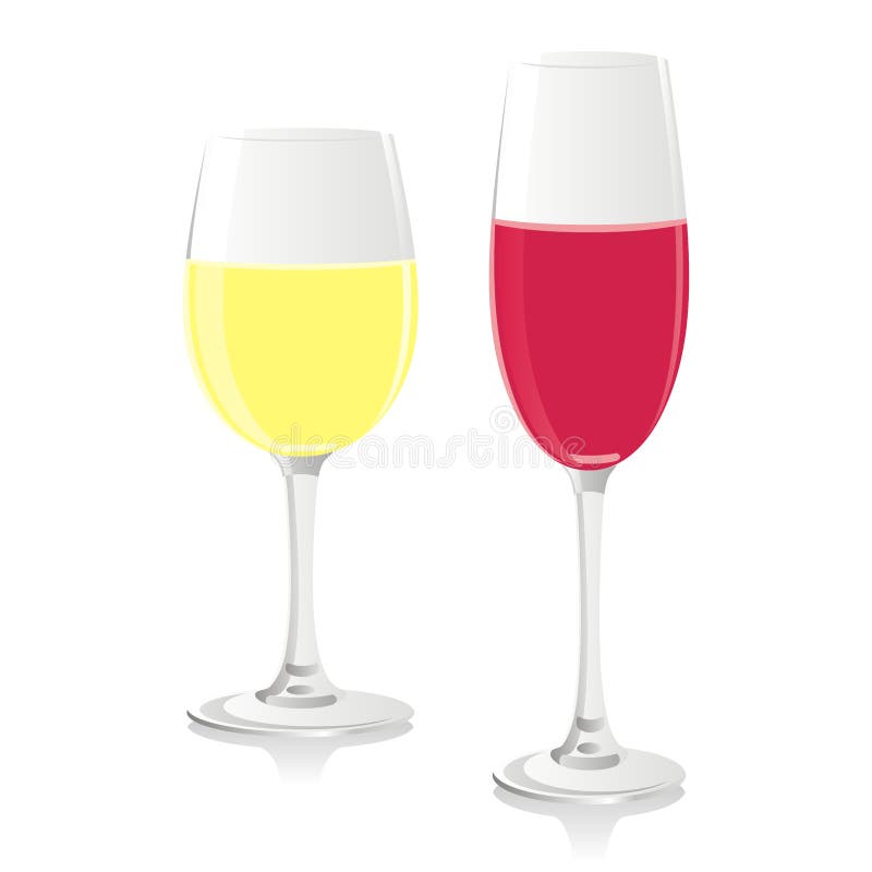 Getrenntes Wein- und Champagnerglas stock abbildung