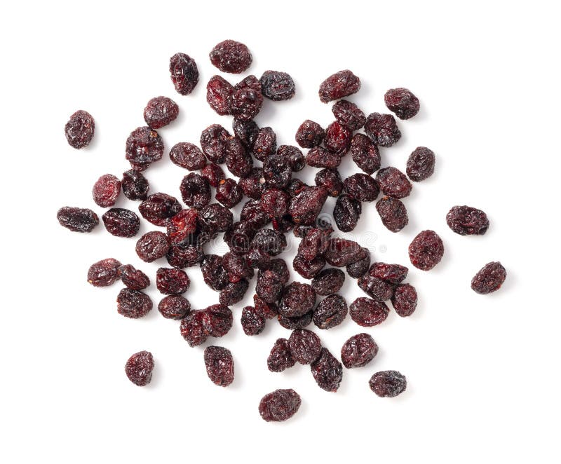 Getrocknete Preiselbeeren auf weißem Hintergrund lizenzfreie stockbilder