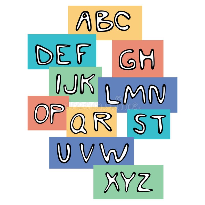 Colored hand written alphabet abc on colored fields. Fine for teaching first aids, learning abc as a song, schools, daycare centers and kindergarten teaching facilities. Colored hand written alphabet abc on colored fields. Fine for teaching first aids, learning abc as a song, schools, daycare centers and kindergarten teaching facilities.