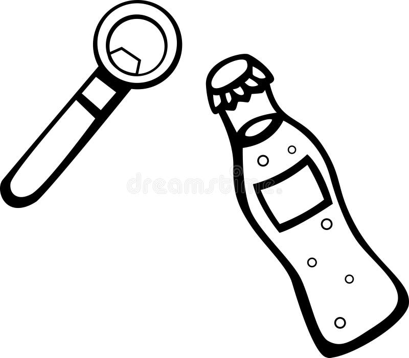 Vektorillustration von Getränk und Flaschenöffner lizenzfreie abbildung