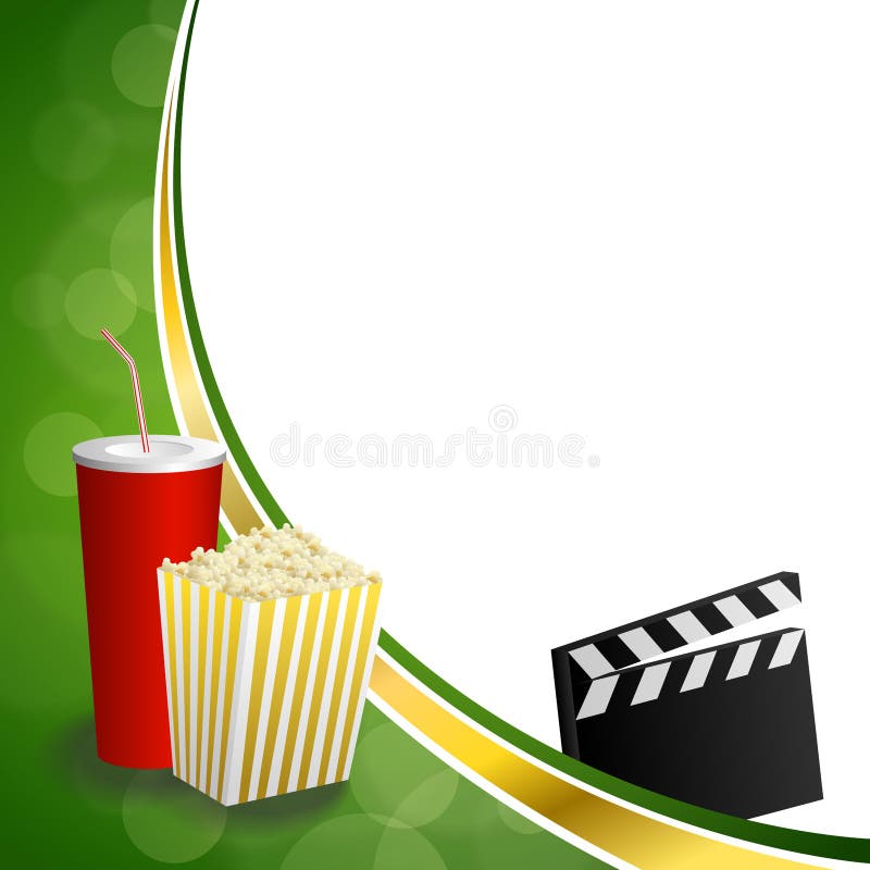 Getränkpopcornfilm-Scharnierventilbrett-Rahmenillustration des Hintergrundes abstrakte grünes Gold lizenzfreie abbildung Getränkpopcornfilm-Scharnierventilbrett-Rahmenillustration des Hintergrundes abstrakte grünes Gold lizenzfreie abbildung