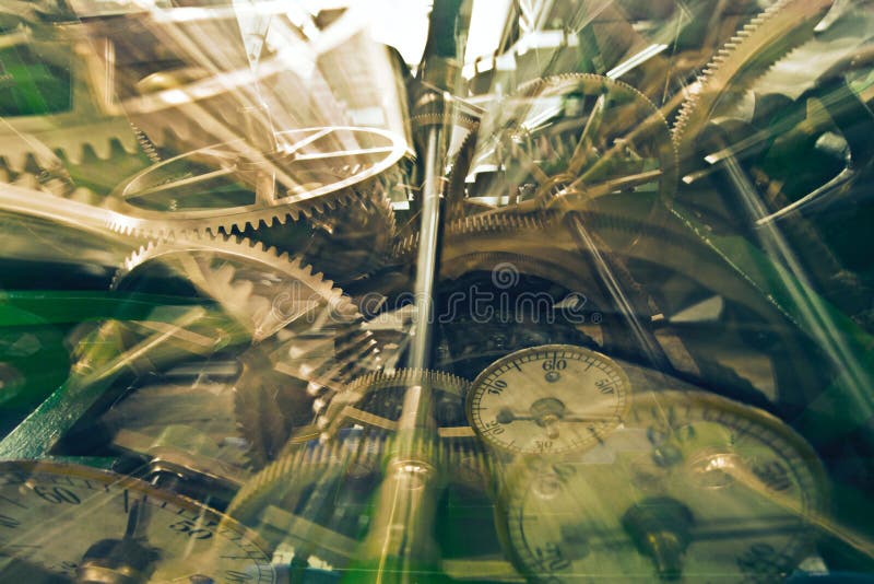 Getting lost in the chaos of time. Digitally enhanced image of clock work. royalty free stock photo