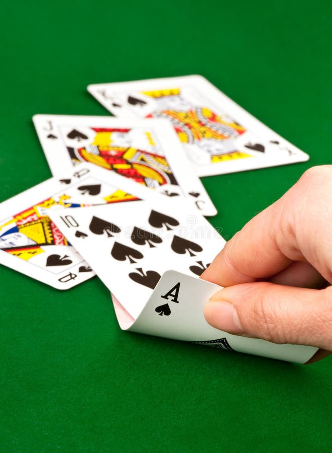 Getting A Straight Flush In Poker Game Stock Image Image of gamble