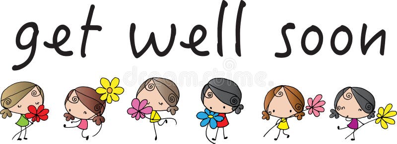 Get Well Soon Card Vector Cartoon Girls with Flowers Stock Vector - Illustration of flowers, kids: 227333215 Get Well Soon Card Vector Cartoon Girls with Flowers Stock Vector - Illustration of flowers, kids: 227333215