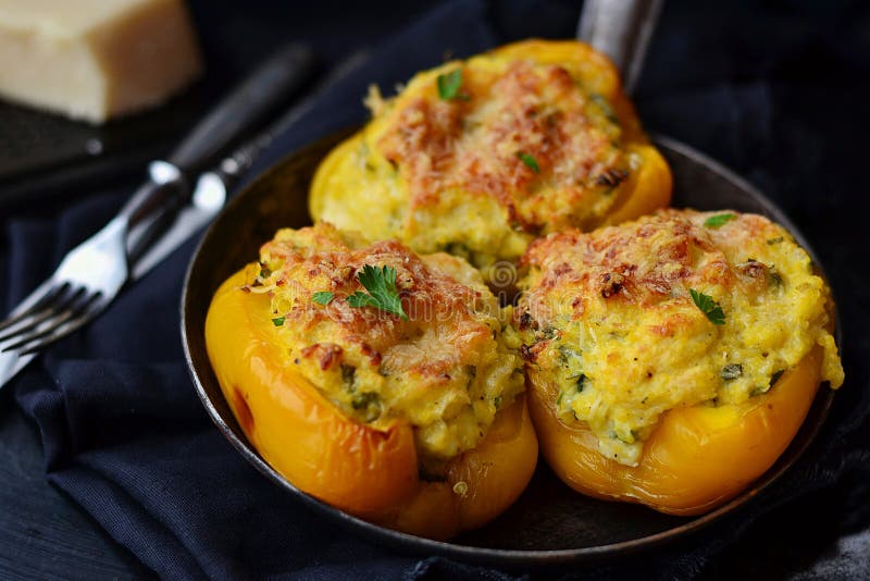 Stuffed peppers with cornmeal and cheese. Stuffed peppers with cornmeal and cheese