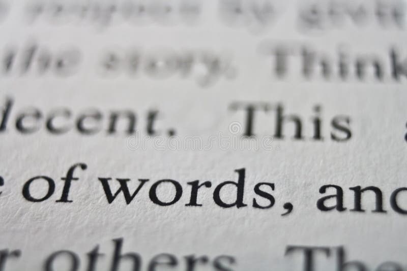 Macro photo of the word words in a book. Macro photo of the word words in a book